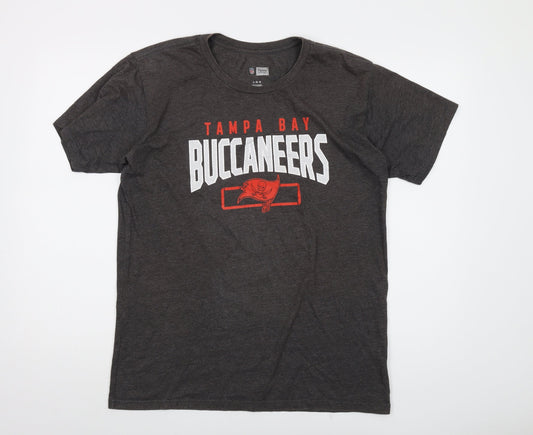 Buccaneers Mens Grey Polyester T-Shirt Size L Crew Neck