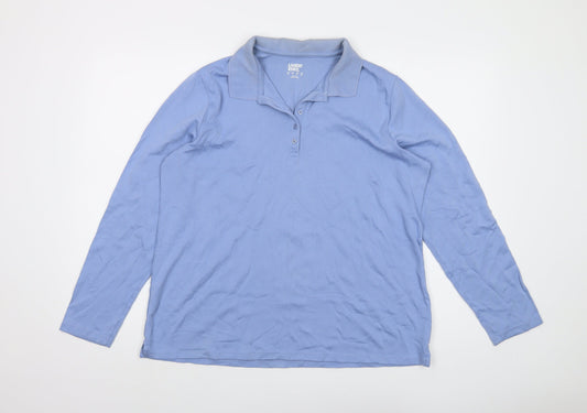 Lands' End Mens Blue Cotton Polo Size XL Collared Button