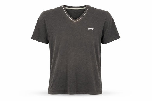 Slazenger Mens Grey Cotton T-Shirt Size L V-Neck