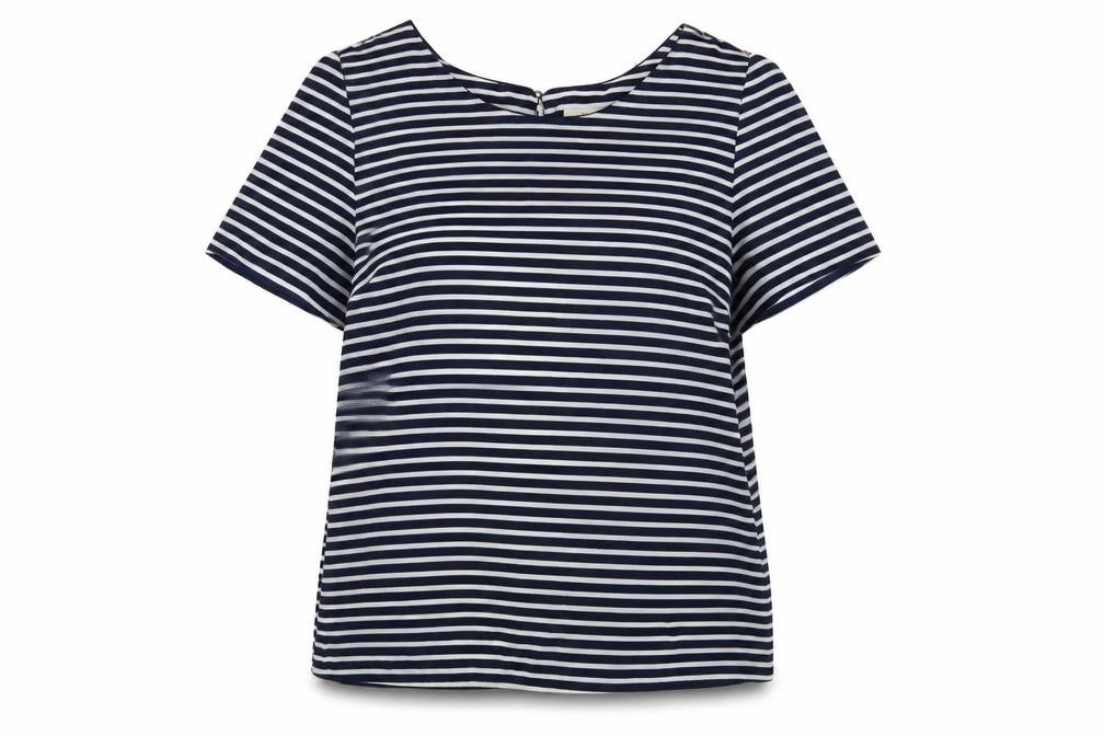 Oasis Womens Blue Striped Polyester Basic Blouse Size 14 Round Neck
