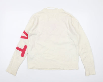 Back view of YAYA women’s ivory crew neck nylon jumper, size M