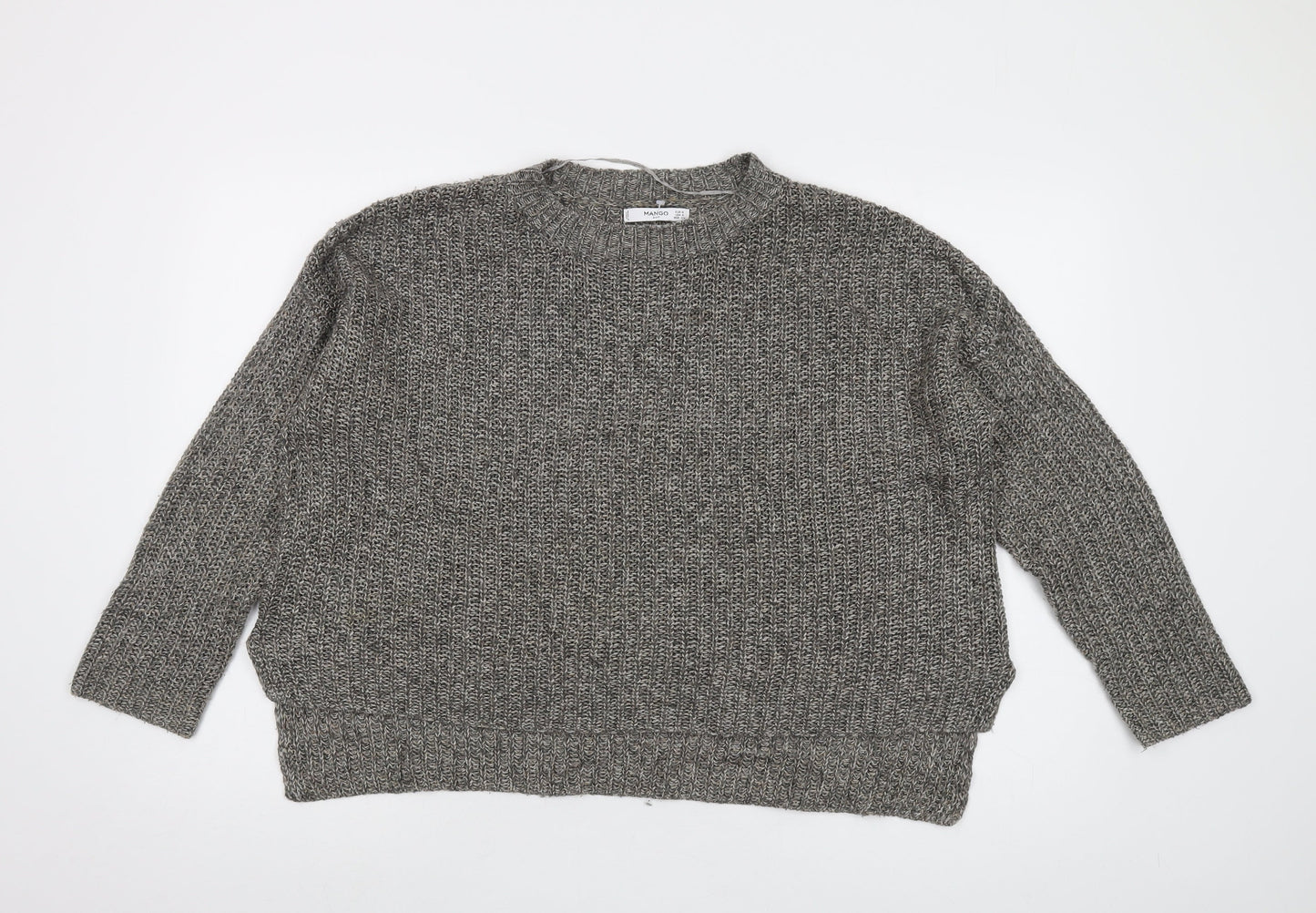 Mango Womens Grey Round Neck Acrylic Pullover Jumper Size S