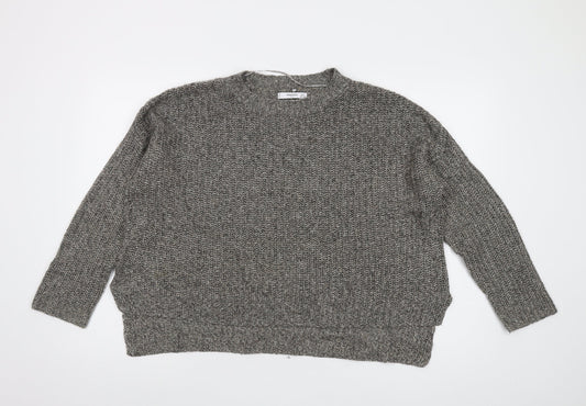 Mango Womens Grey Round Neck Acrylic Pullover Jumper Size S