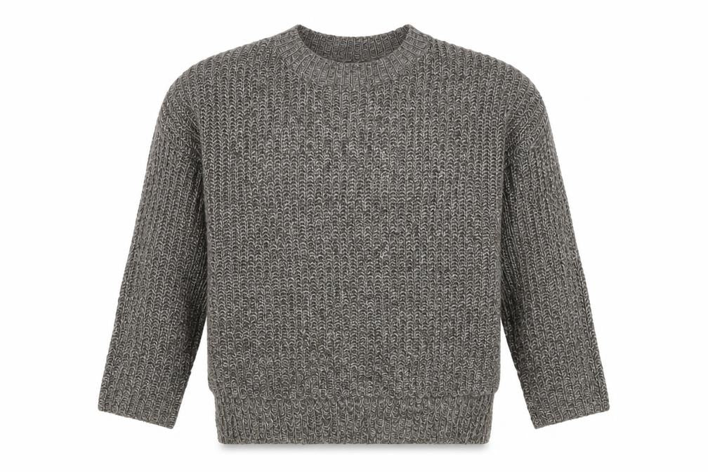 Mango Womens Grey Round Neck Acrylic Pullover Jumper Size S