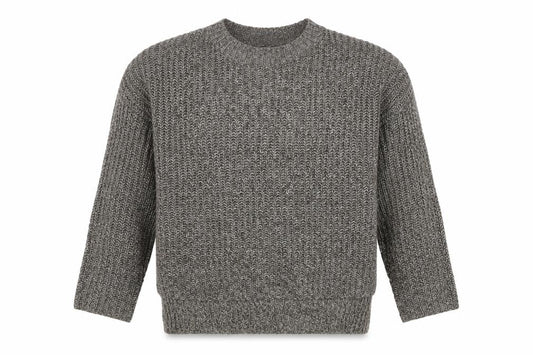 Mango Womens Grey Round Neck Acrylic Pullover Jumper Size S