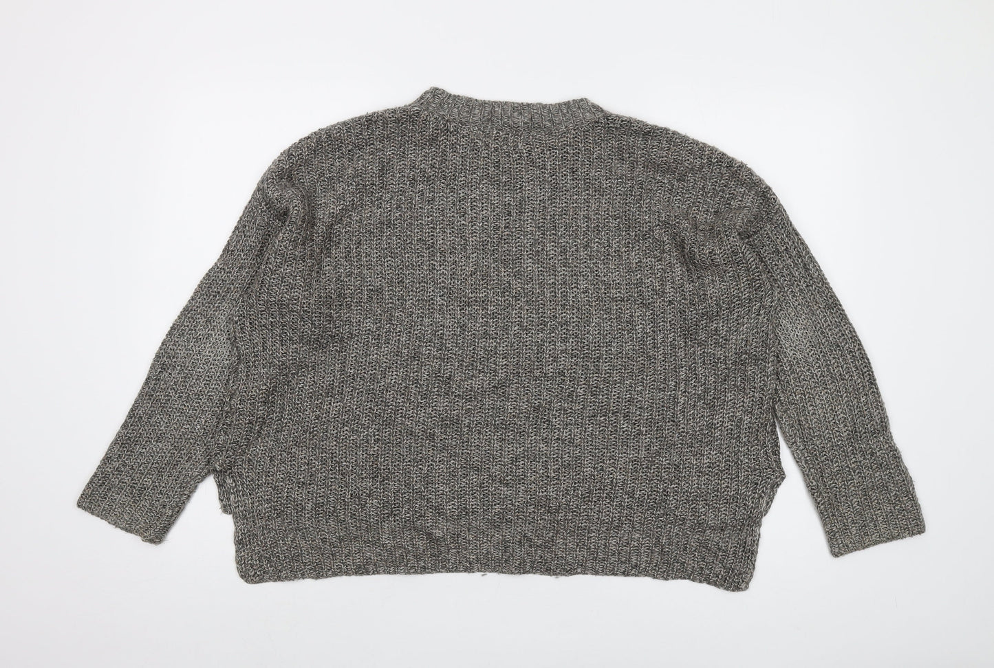 Mango Womens Grey Round Neck Acrylic Pullover Jumper Size S