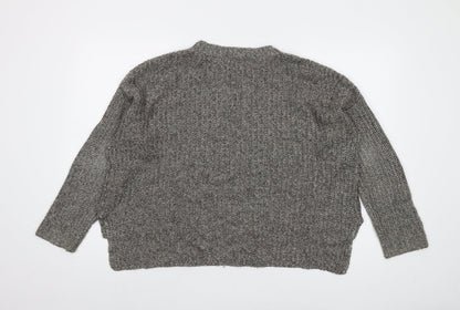 Mango Womens Grey Round Neck Acrylic Pullover Jumper Size S