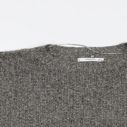 Mango Womens Grey Round Neck Acrylic Pullover Jumper Size S