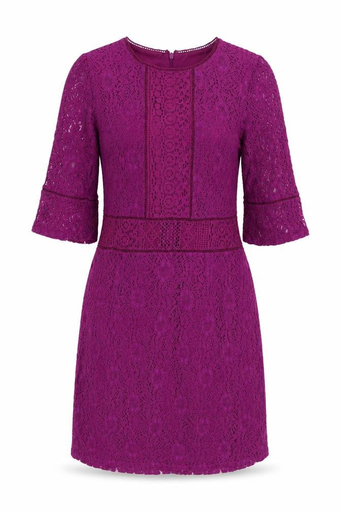 Oasis Womens Purple Cotton A-Line Size M Round Neck Zip