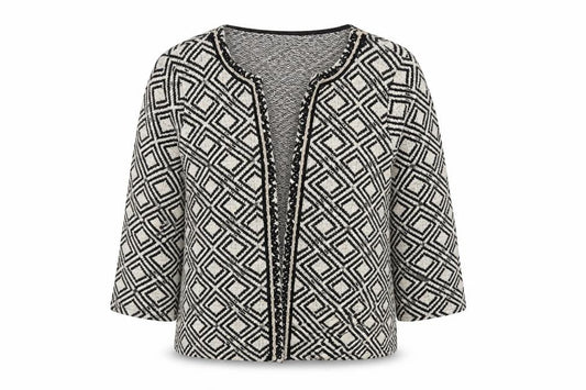 Monsoon Womens Beige V-Neck Geometric Cotton Cardigan Jumper Size 16