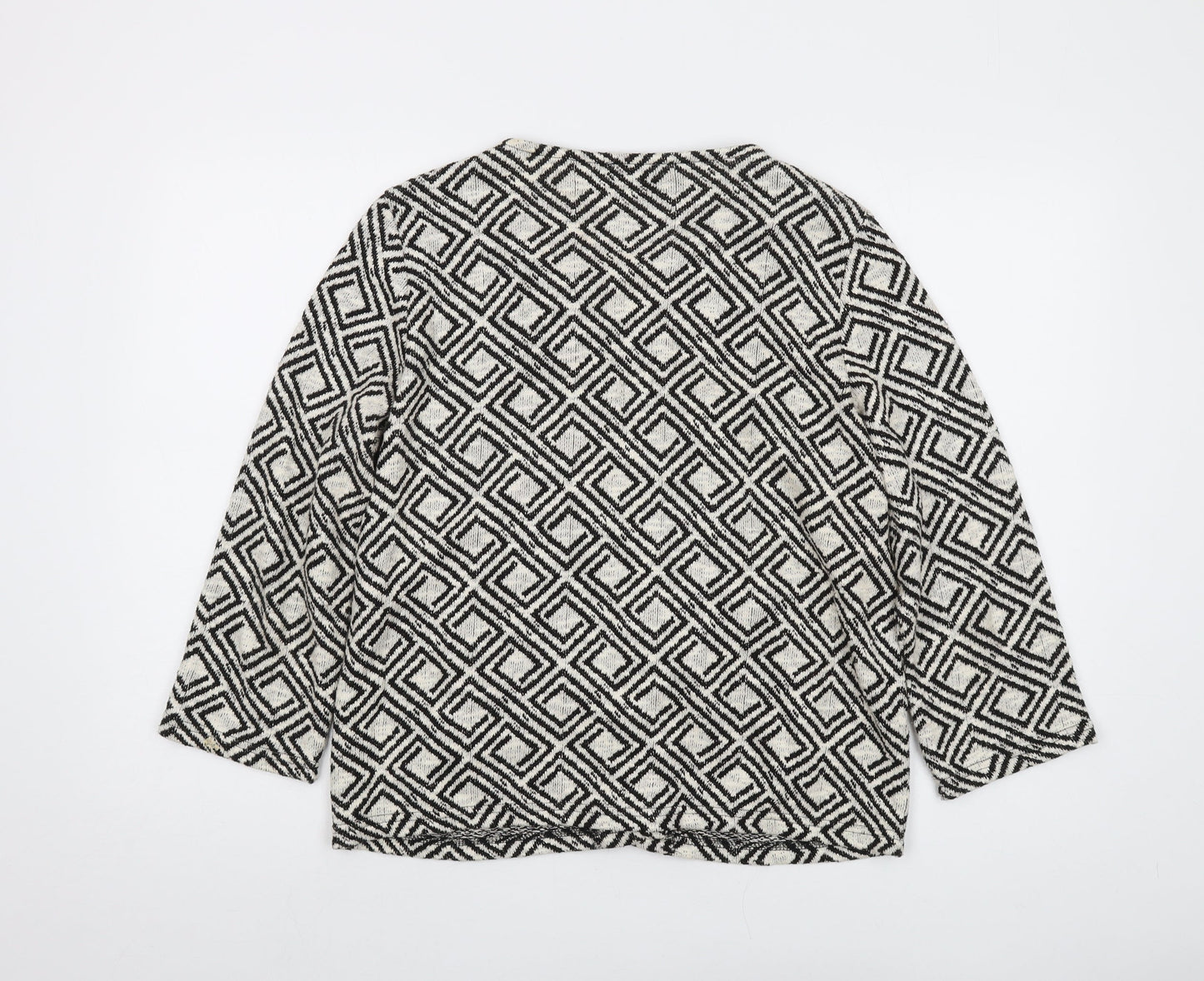 Monsoon Womens Beige V-Neck Geometric Cotton Cardigan Jumper Size 16