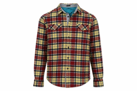 Bila Bong Mens Yellow Plaid Polyester Button-Up Size S Collared Button