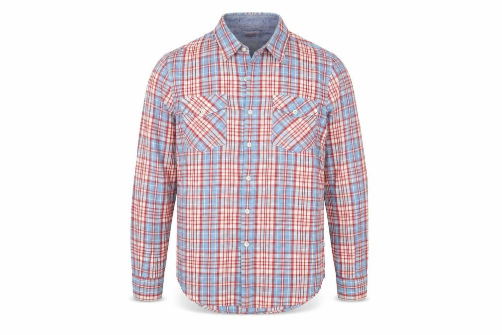 Levi's Mens Blue Plaid Cotton Button-Up Size S Collared Button
