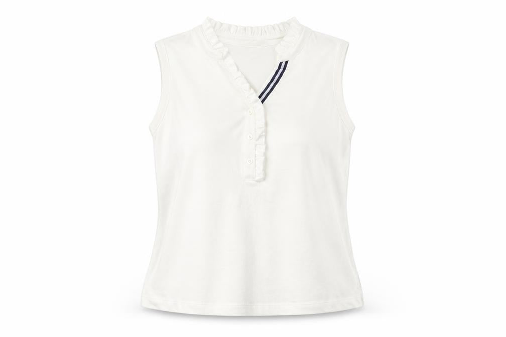 Lands' End Womens Ivory Cotton Basic Tank Size M V-Neck