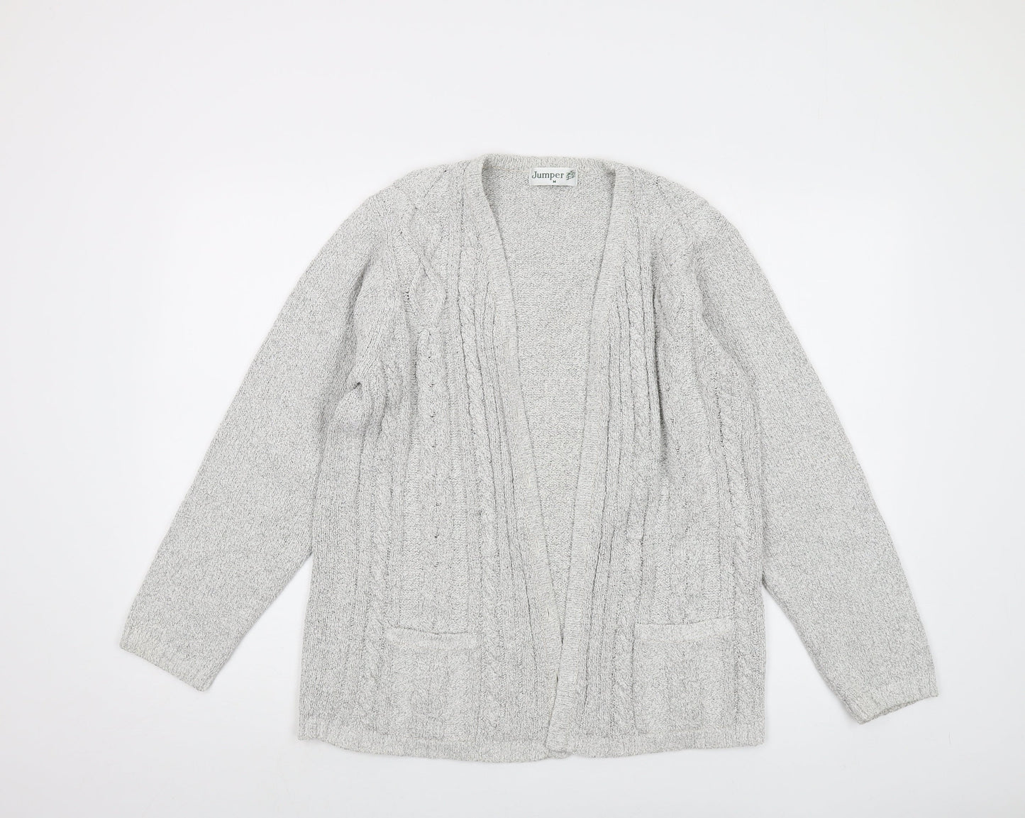 Jumper Womens Grey V-Neck Cotton Cardigan Jumper Size M