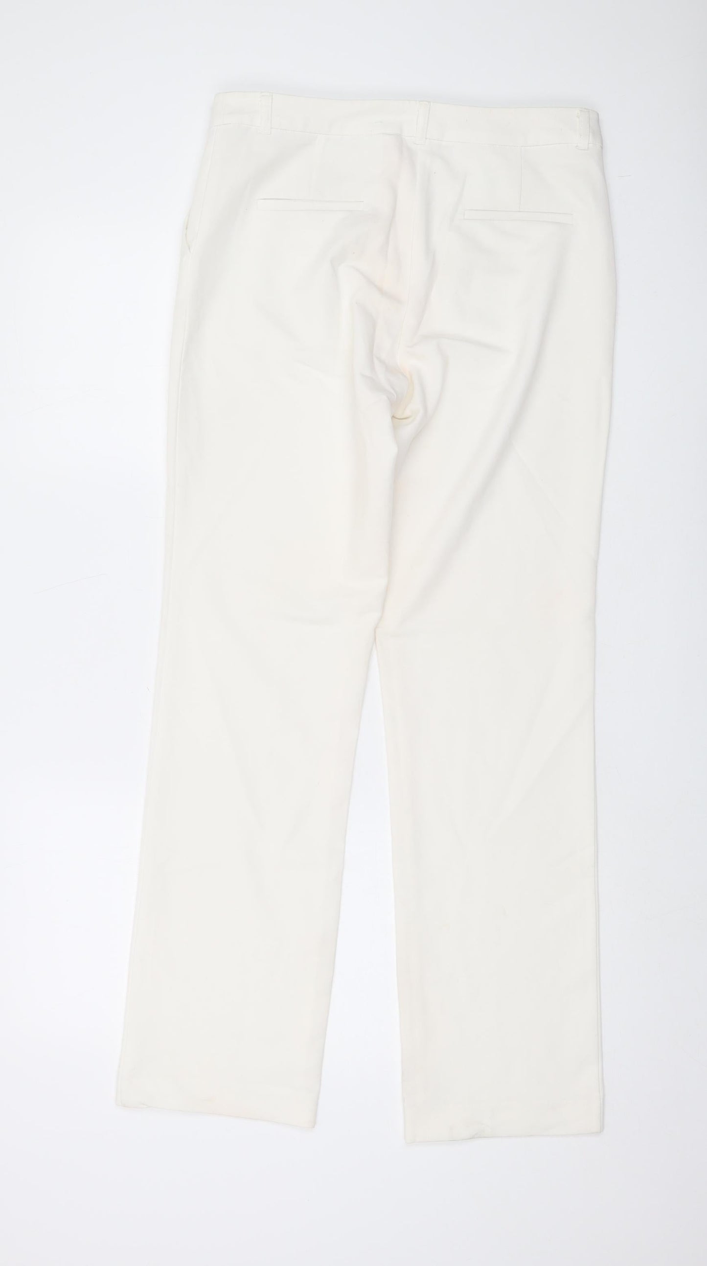 Collection Womens Ivory Polyester Trousers Size S L31 in Regular Hook & Eye
