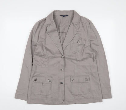 Additional front view of Maine New England women’s beige jacket blazer, size UK 14, button - pockets