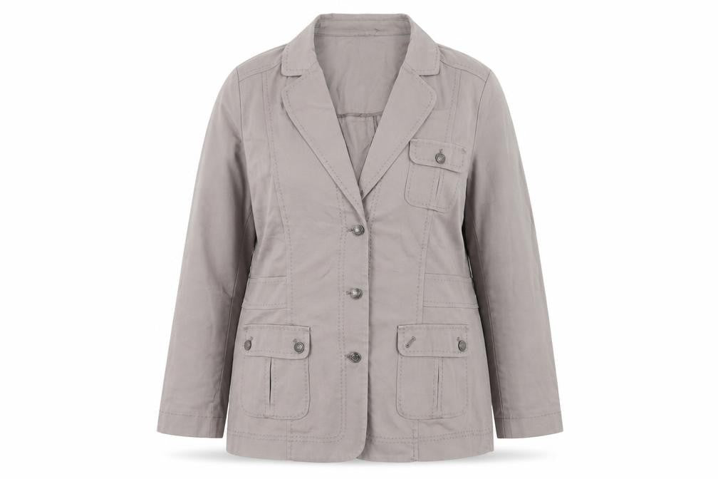 Maine Womens Beige Jacket Blazer Size 14 Button - Pockets