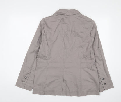 Back view of Maine New England women’s beige jacket blazer, size UK 14, button - pockets