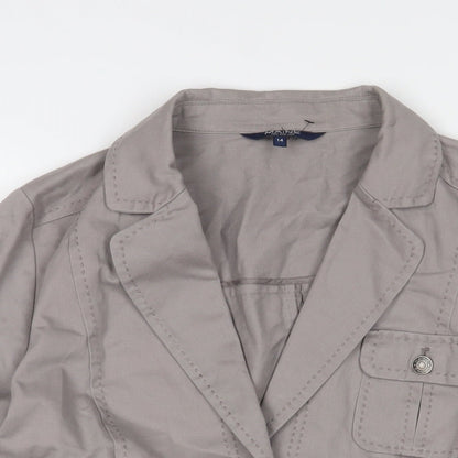 Close-up detail of Maine New England women’s beige jacket blazer, size UK 14, button - pockets