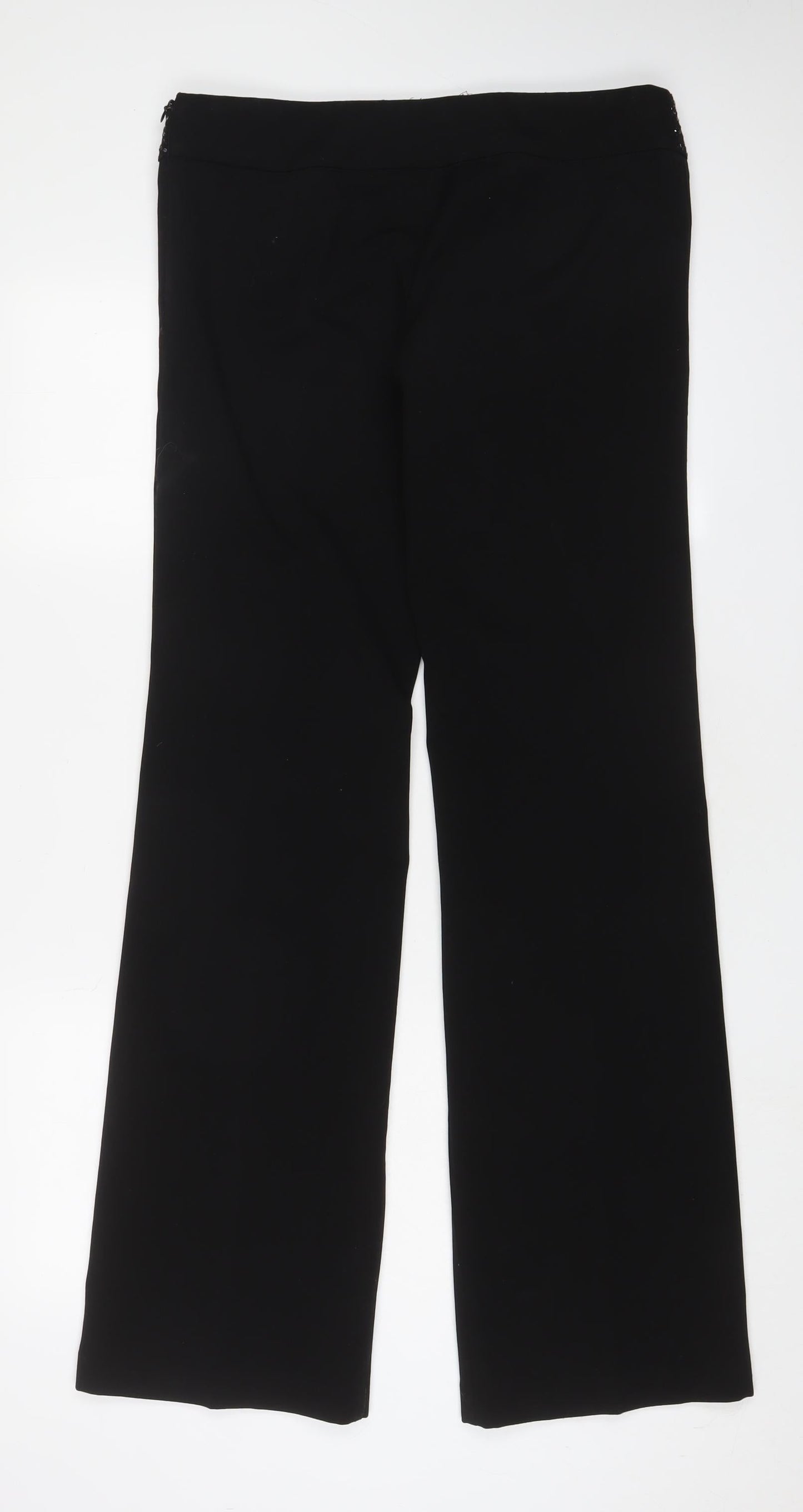 Kookai Womens Black Polyester Trousers Size 14 L35 in Regular Zip - Sequins