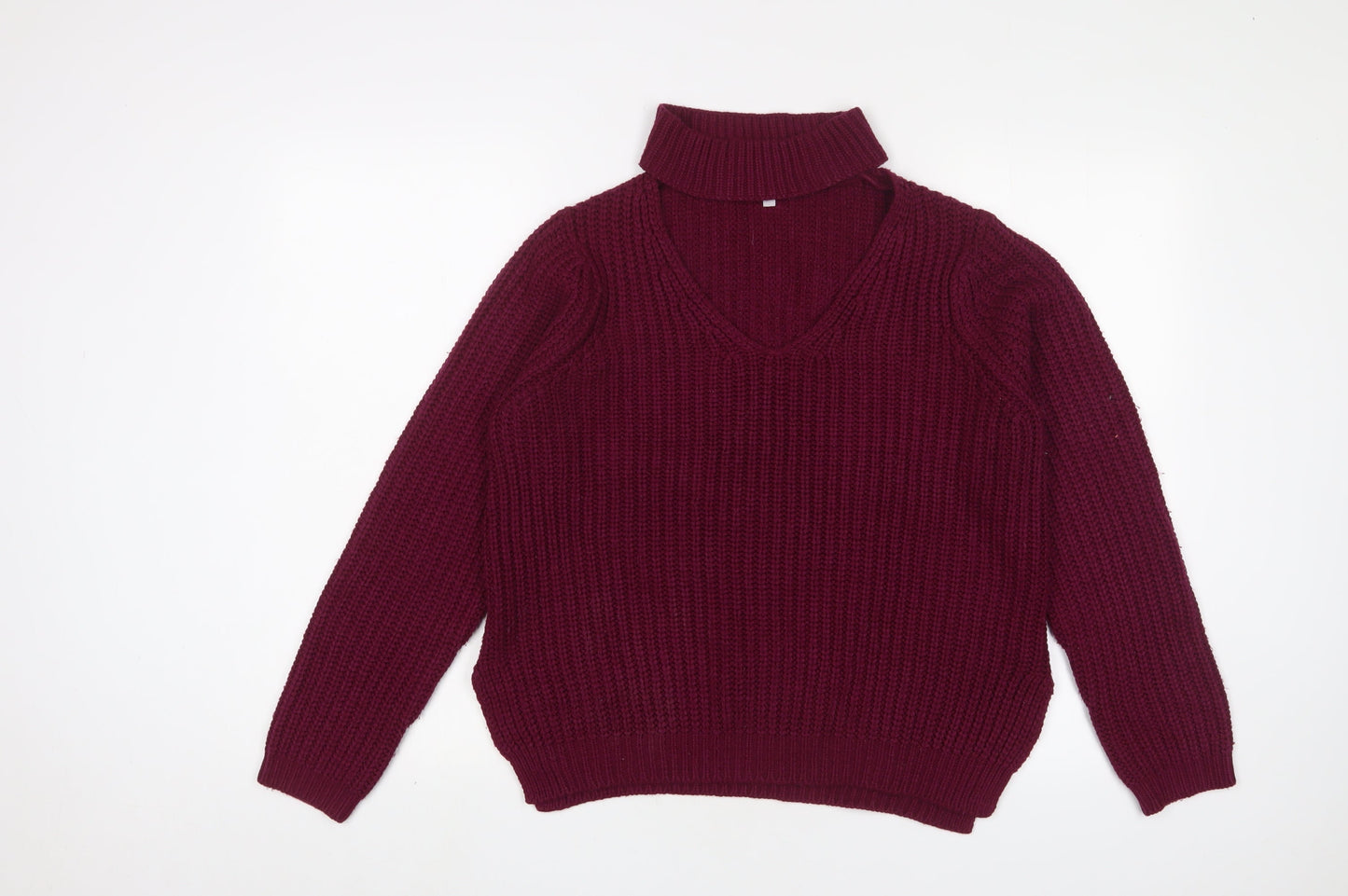 Red Herring Womens Purple High Neck Acrylic Pullover Jumper Size 12