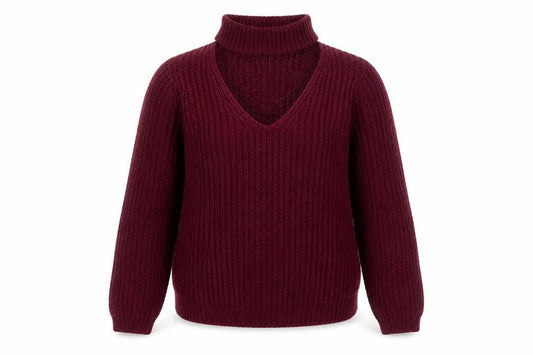 Front view of Red Herring women’s purple high neck acrylic jumper, size UK 12