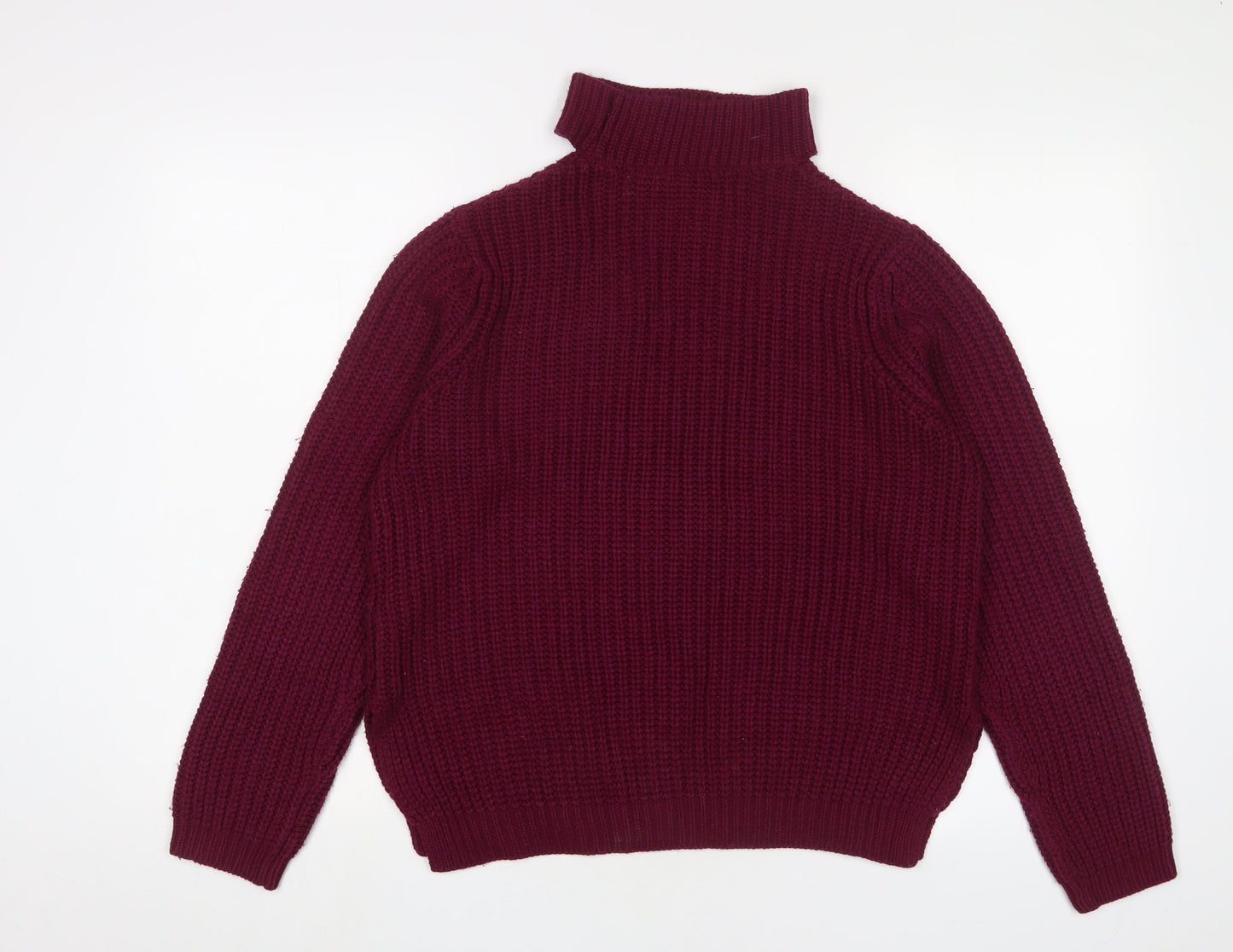 Red Herring Womens Purple High Neck Acrylic Pullover Jumper Size 12
