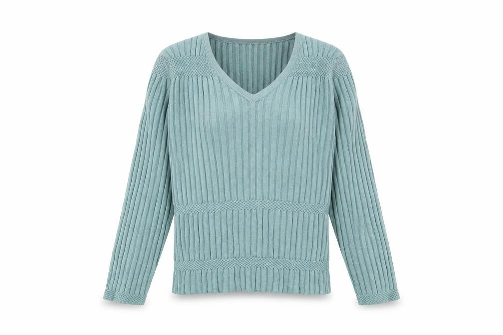 Country Casuals Womens Blue V-Neck Viscose Pullover Jumper Size XL - Embroidered