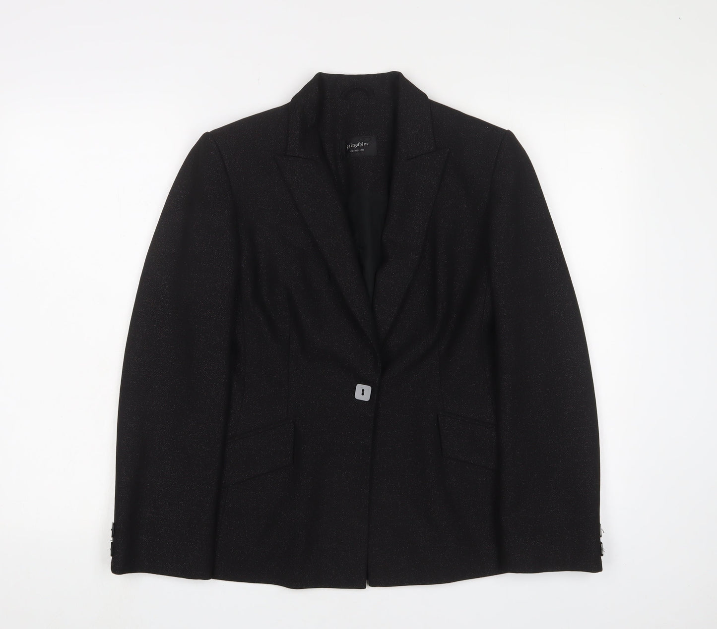 Principles Womens Black Jacket Blazer Size 12 Button