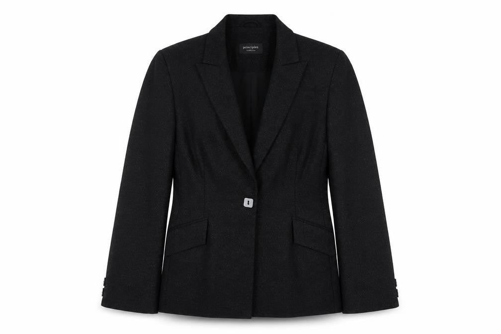 Principles Womens Black Jacket Blazer Size 12 Button