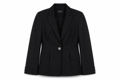 Front view of Principles women’s black jacket blazer, size UK 12, button