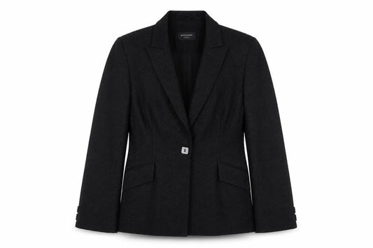 Front view of Principles women’s black jacket blazer, size UK 12, button