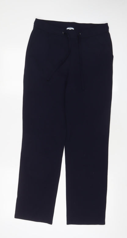Dash Womens Blue Polyester Trousers Size 10 L30 in Regular Drawstring - Pockets
