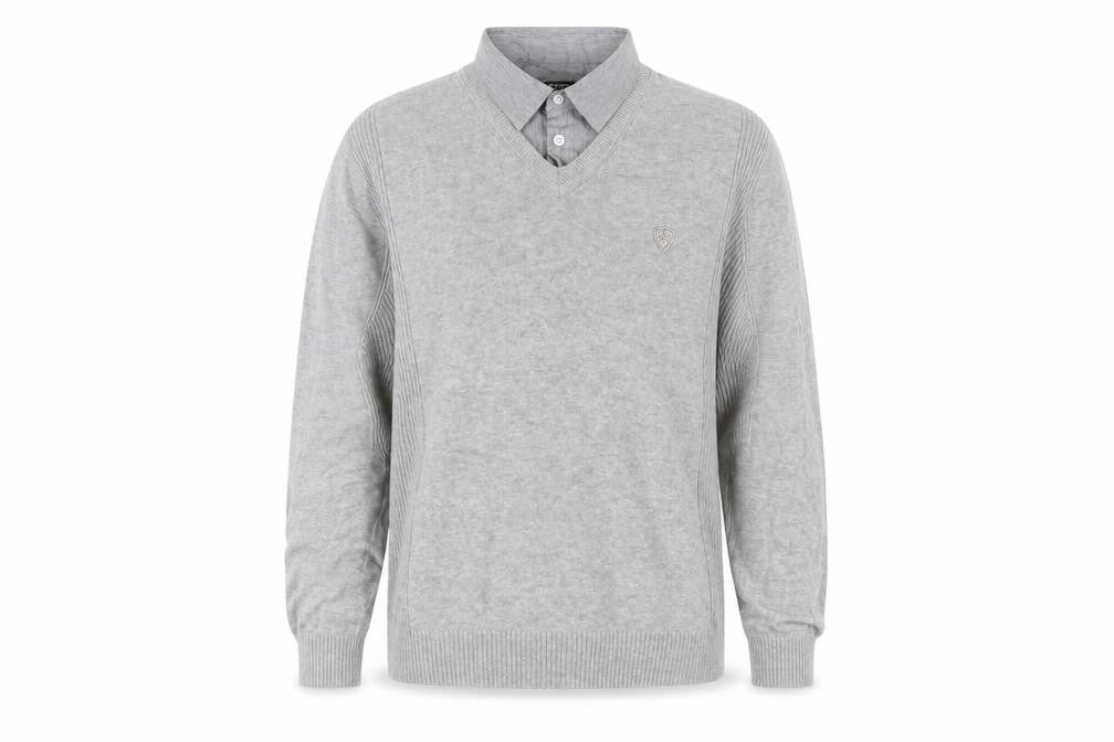 Dissident Mens Grey Collared Cotton Pullover Jumper Size L Long Sleeve - Logo