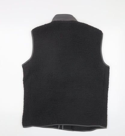 Back view of C&A men’s grey gilet jacket, size L, zip - logo, embroidered
