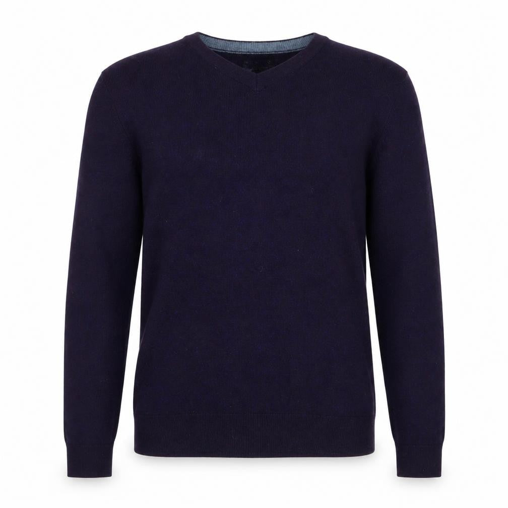 Howick Tailored Mens Purple V-Neck Wool Pullover Jumper Size S Long Sleeve