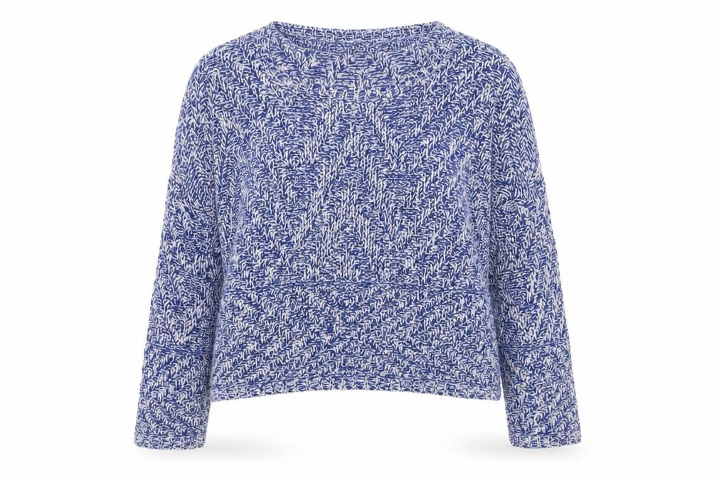 Mango Womens Blue Boat Neck Cotton Pullover Jumper Size L