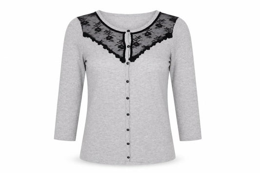 Kaliko Womens Grey Boat Neck Viscose Cardigan Jumper Size 8 - Lace