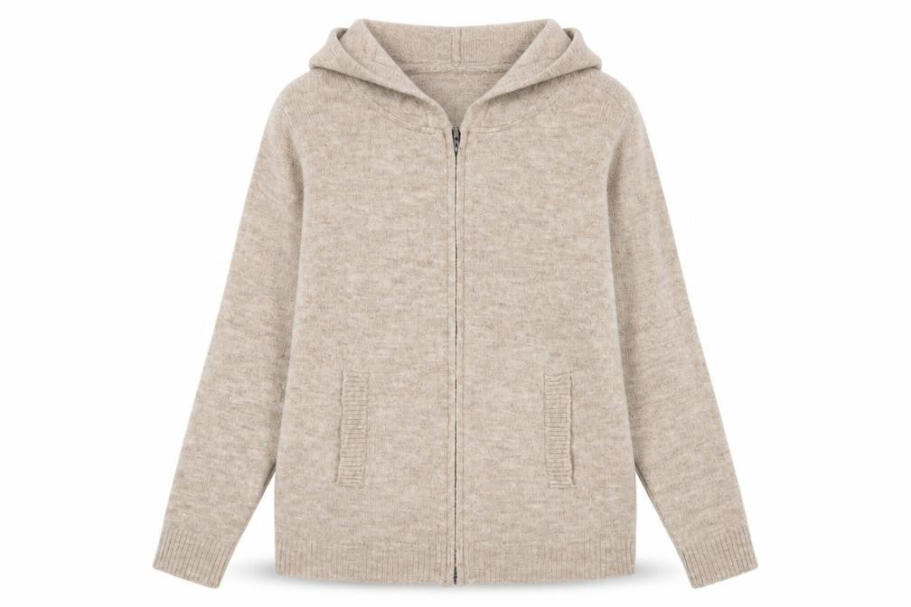 Cool Code Womens Beige Crew Neck Acrylic Cardigan Jumper Size 10