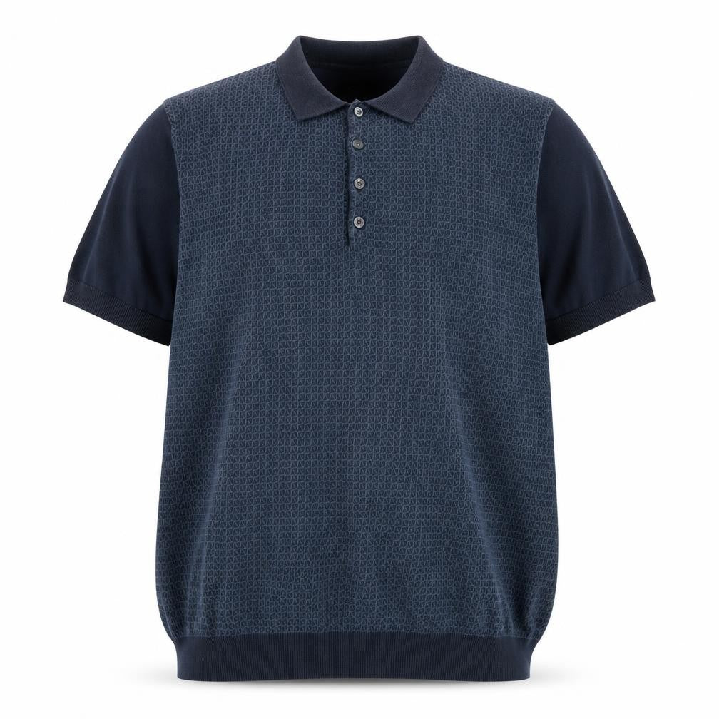 Wolsey Mens Blue Geometric Cotton Polo Size XL Collared Button