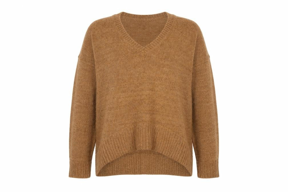 VERO MODA Womens Brown V-Neck Acrylic Pullover Jumper Size M - Glitter