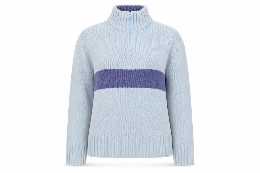 Crew Clothing Womens Blue High Neck Cotton Pullover Jumper Size 16