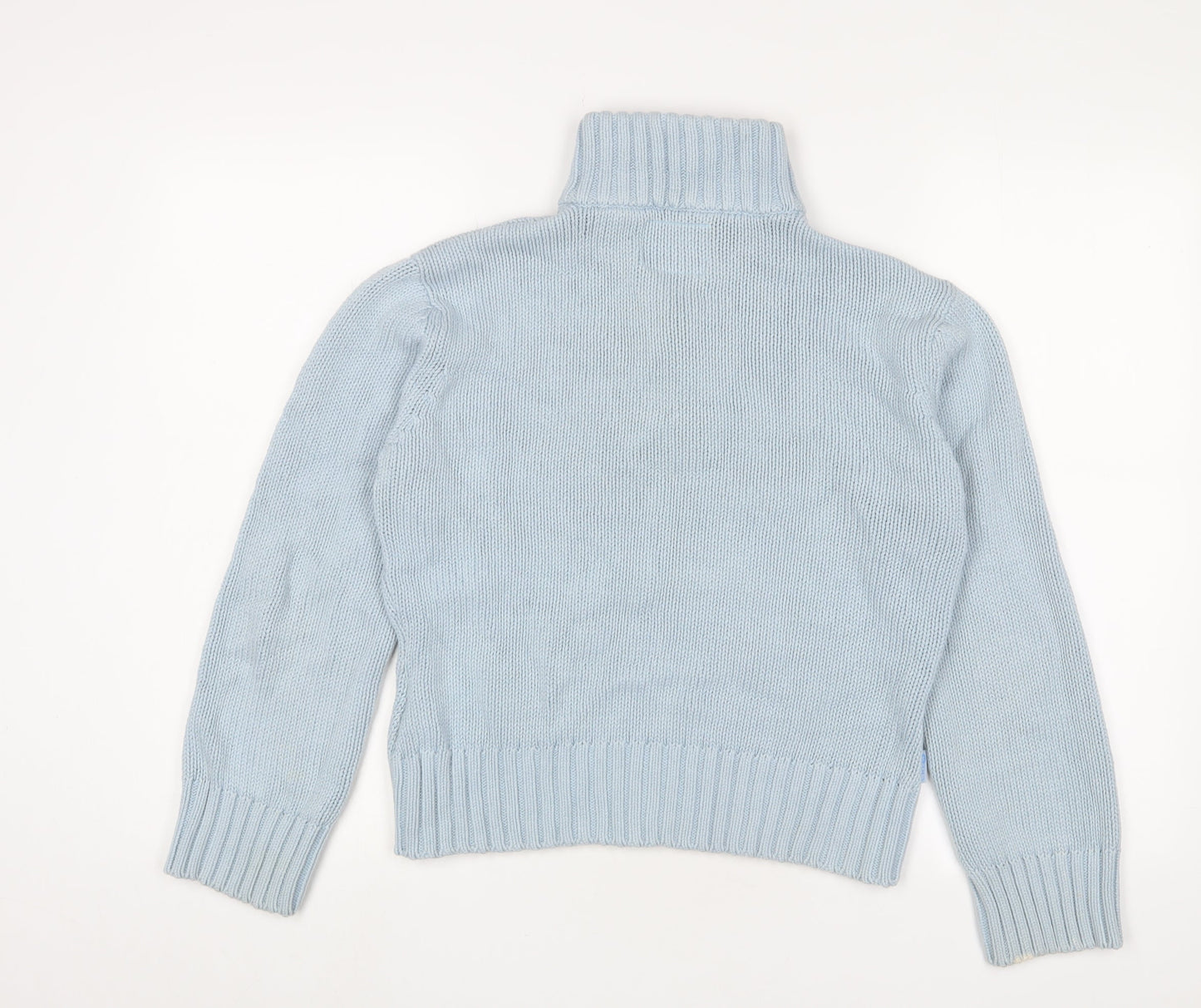 Crew Clothing Womens Blue High Neck Cotton Pullover Jumper Size 16