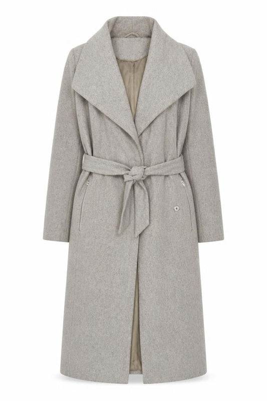 Vero Moda Womens Grey Overcoat Coat Size L Zip - Belted