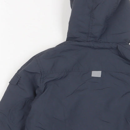 Brand and care label for Vertbaudet boys’ blue basic coat coat, size 4, years zip - logo, embroidered