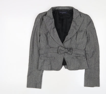 Additional front view of French Connection women’s grey jacket blazer, size UK 10, button - belted