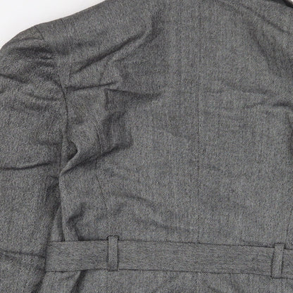 Brand and care label for French Connection women’s grey jacket blazer, size UK 10, button - belted