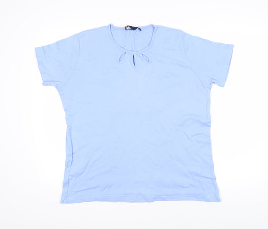 Isle Womens Blue 100% Cotton Basic T-Shirt Size L Roll Neck