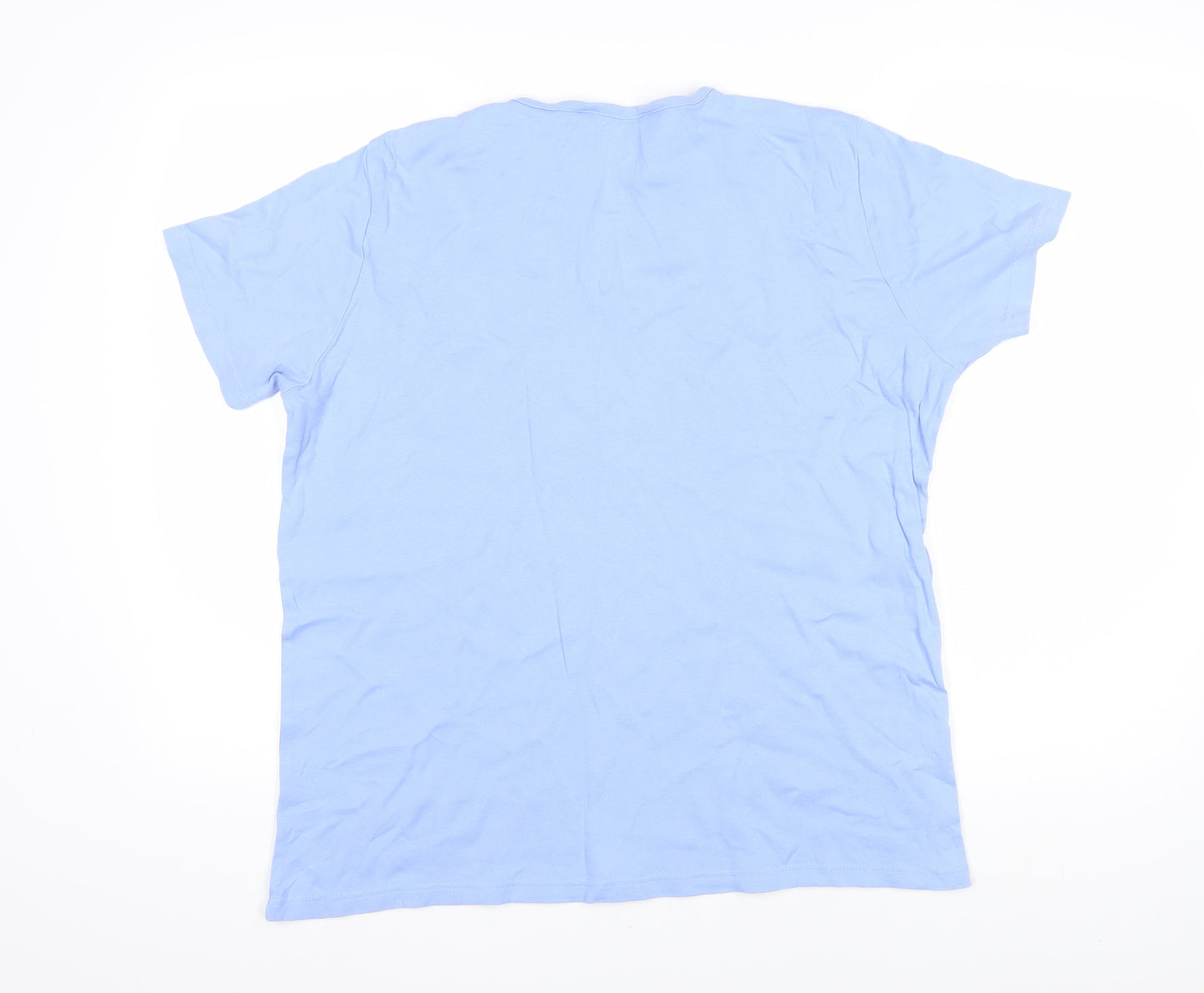 Isle Womens Blue 100% Cotton Basic T-Shirt Size L Roll Neck